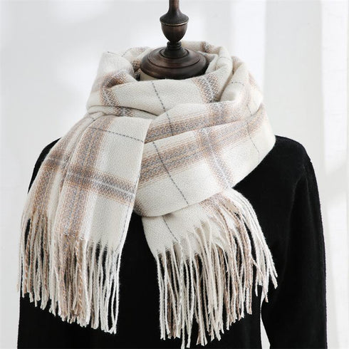 Fashion Plaid Scarf Sweet Cashmere Scarf Thickened Warm Shawl