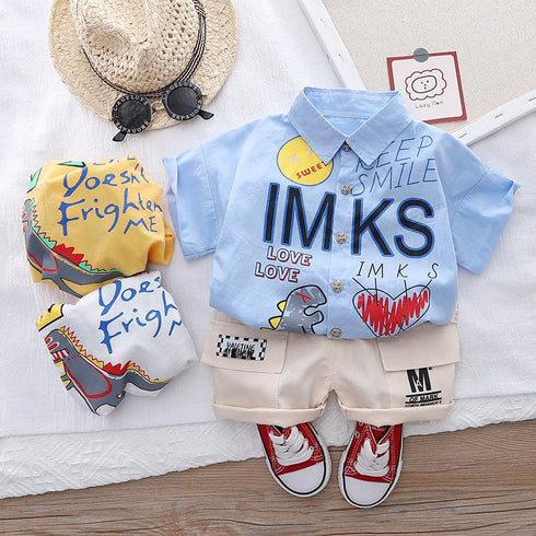 Cartoon Lapel Shirt Short Sleeve Suit