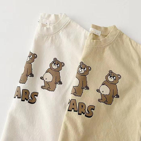 Bear Bear Round Neck Short Sleeve Simple T