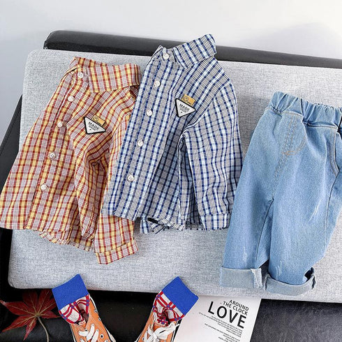 Boys spring and autumn long sleeve suit two-piece set