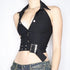 Hanging Neck Vest V-neck Metal Buckle Backless Jacket
