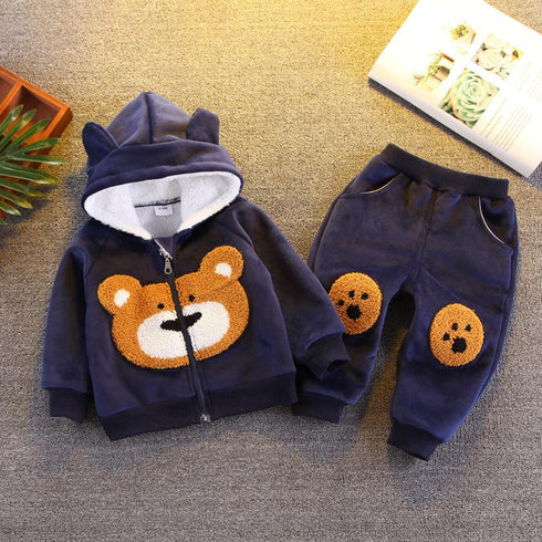 Boys winter velvet suit two-piece set