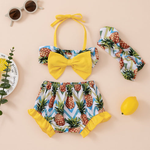 Summer Girl's Pineapple Swimsuit Set of Three