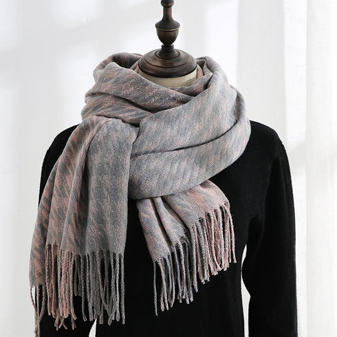 Fashion Plaid Scarf Sweet Cashmere Scarf Thickened Warm Shawl