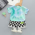 Summer children's tie dyed short sleeve suit