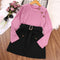 Spring and Autumn Girls Knitted Long Sleeve Skirt Two-Piece Set