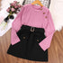 Spring and Autumn Girls Knitted Long Sleeve Skirt Two-Piece Set