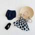 Cotton polka dot suspender top with bread pants two-piece suit