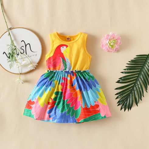 Summer Girl's Peacock Feather Dress