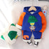 Winter cartoon children plus velvet padded hooded long sleeve pants two-piece set