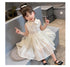 2022 Summer New Girl Pearl Doll Collar Dress Flower Girl Dress Dress Backless Love Princess Dress