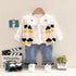 Spring and Autumn Girls Knitted Sweater Cardigan Shirt Jeans Three-Piece Set