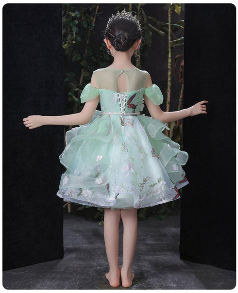Girl's Princess Dress Green Pengpeng Fairy Dress Catwalk Dress Flower Girl Dress