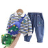 Spring and Autumn Boys Long Sleeve Set Two-Piece With Satchel