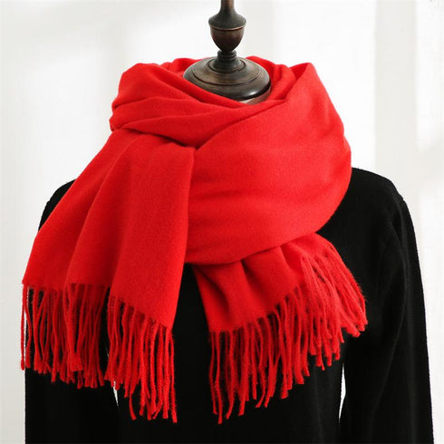 Solid color cashmere scarf fashion tassel scarf