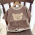 Cartoon Bear Casual Short Sleeve Suit