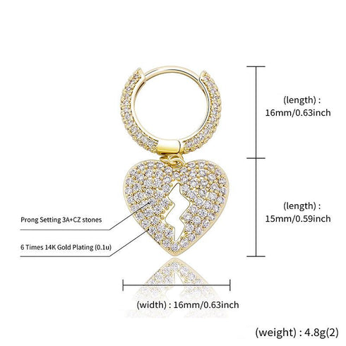 Heartbreak Love Earrings Zircon Hip Hop Simple Women's Earrings Jewelry