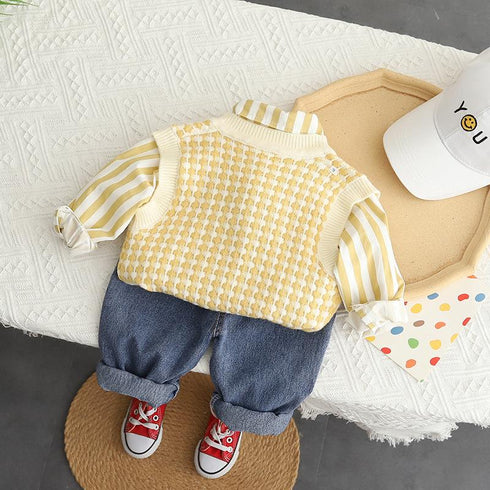 Children's Spring and Autumn Shirt Leisure Three-Piece Set