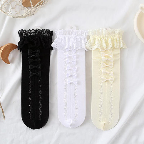 Children's Bow Lace Stockings(Three packs)