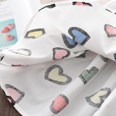 Girl's Spring And Autumn Love Pattern Princess Dress