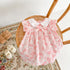 Leaf Doll Collar Printed Cotton Fly Sleeve Skirt