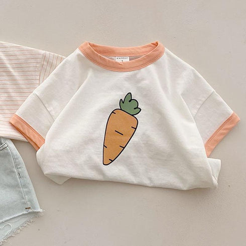 Refreshing Fruit Short Sleeve T-shirt Summer Carrot Loose Thin Cotton Soft Short Sleeve
