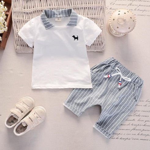Summer boy puppy short sleeve two-piece set