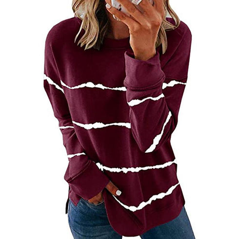 Loose Joker Striped Long Sleeve Sweatshirt