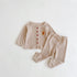Spring Autumn Bear Embroidered Cardigan Jacket Top and Pants Set