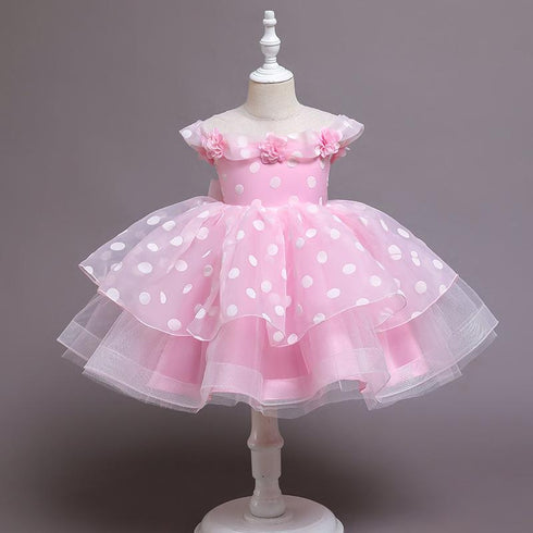 Princess Dress Wave Point Bow Full Dress