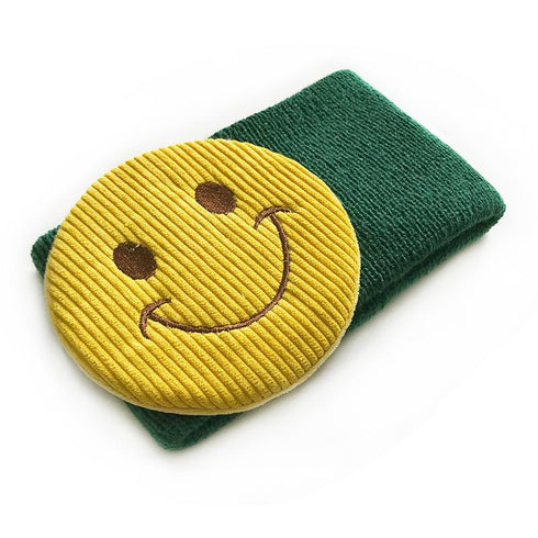 Cartoon smiley face-protecting knitted wool warm hair band