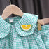 Summer New Girl Doll Collar Short Sleeve Set Baby Girl Fruit Decoration Plaid Two-piece Set