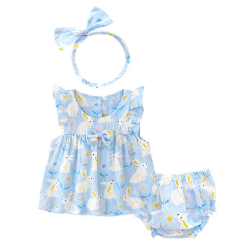 Summer gauze girl princess skirt dress set of three