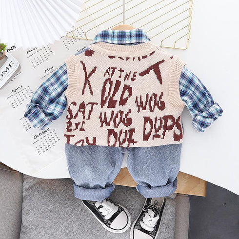 Boys sports suit spring and autumn three-piece set