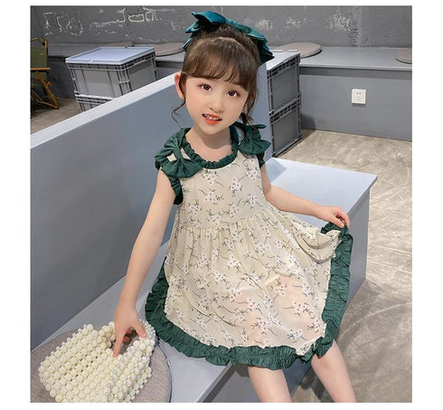 2022 Summer New Girls Little Floral Dress Butterfly Wing Dress