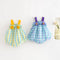 Three Dimensional Flower Stripe Suspender Lantern Jumpsuit