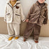 Children's Flannel Suit Baby's Autumn and Winter Bear Plush Pajamas Home Clothes