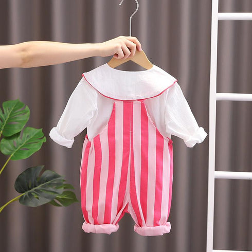 Spring and Autumn Girls Leisure Straps Two-Piece Set