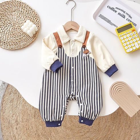 Autumn Dress Male Baby Jumpsuit Fake Two-piece Climbing Suit Ha Clothes Outside Suit