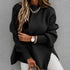 Autumn and winter half-height collar loose solid color long sleeve knit sweater
