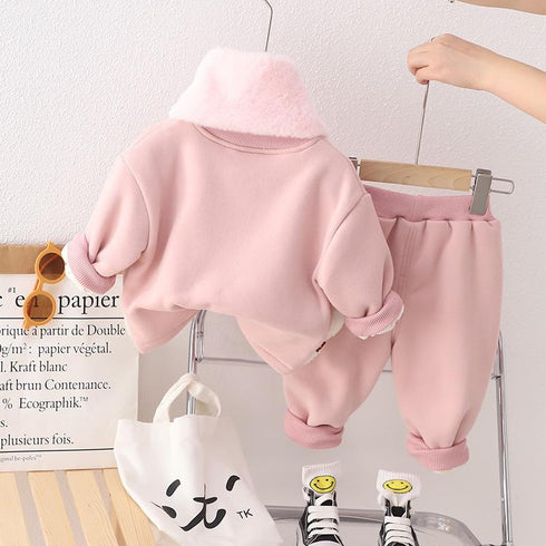 Autumn and winter girls plus velvet sweater two-piece suit