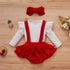 Christmas Velvet Braces Dress Set
