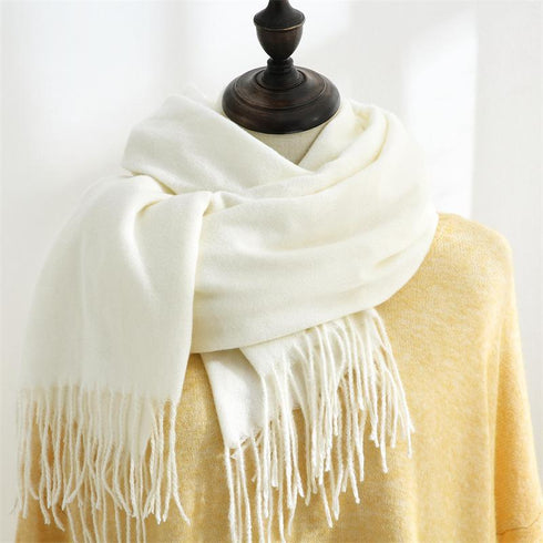 Solid color cashmere scarf fashion tassel scarf