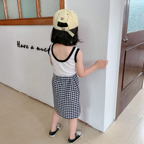 Girls Summer Vest Skirt Suit