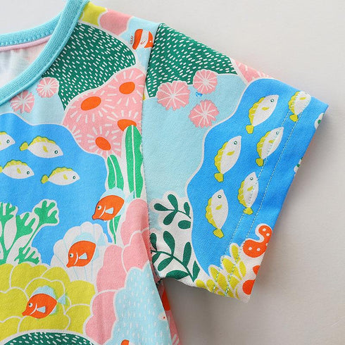 Summer Girl's Short-Sleeve Knit Dress