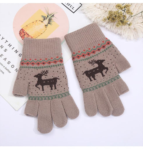 Fawn plus velvet padded cold-proof warm riding gloves