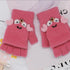 Little Crab Children's Half Finger Flip Writing Plush Knitted Gloves