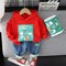 Spring and Autumn Boys Cartoon Long Sleeve Hoodie Two-Piece Set