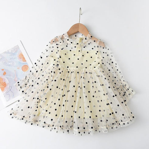 Girl's Dot Mesh Lovely Breathable Princess Dress
