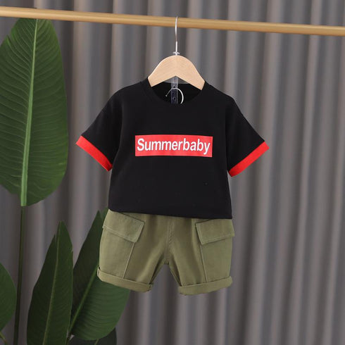 Boys Short Sleeve Jacket Pants Summer Children's Wear